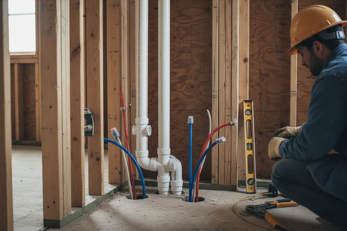 Drain and supply rough-in during Toilet Repair and Installation in Tupelo
